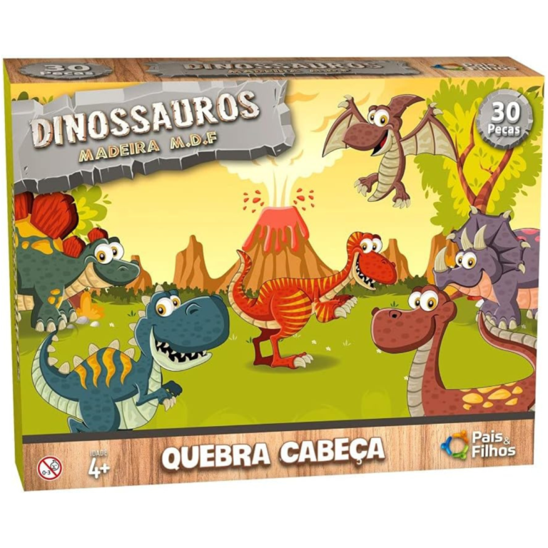 Quebra-Cabeça de Madeira Dinossauros 30 Peças – Pais & Filhos
