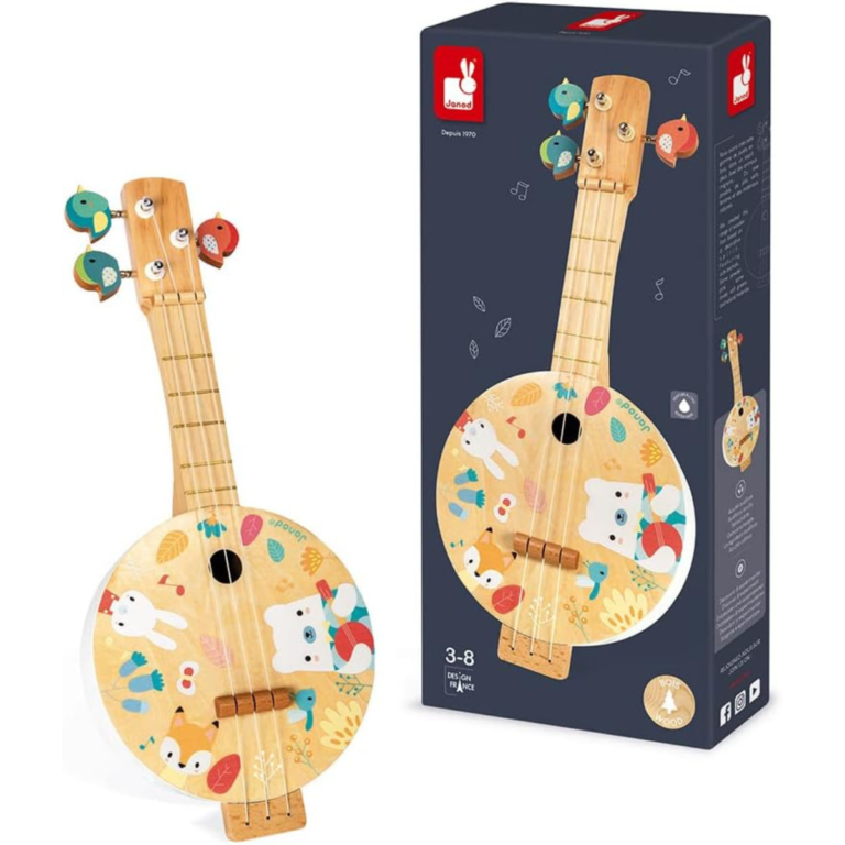 Banjo Infantil de Madeira Animais da Floresta – Instrumento Educativo