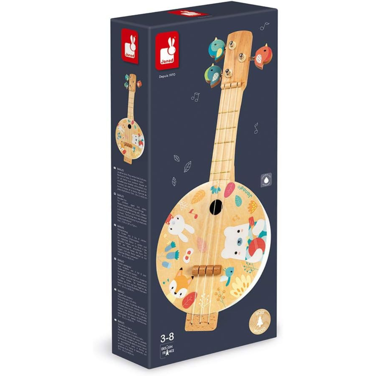 Banjo Infantil de Madeira Animais da Floresta – Instrumento Educativo - Imagem 4