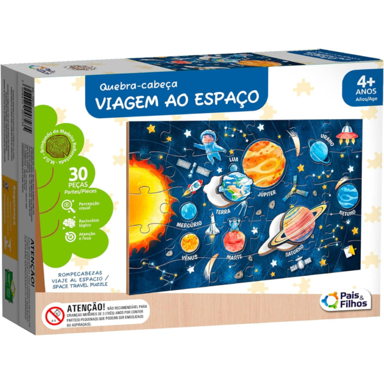 Quebra-Cabeça de Madeira Viagem ao Espaço 38 Peças – Educativo | +4 Anos