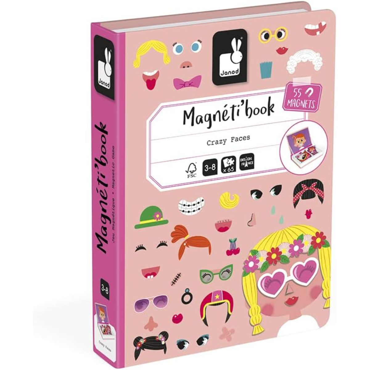 Magneti'book Crazy Faces Meninas 65 Peças – Janod - Imagem 3