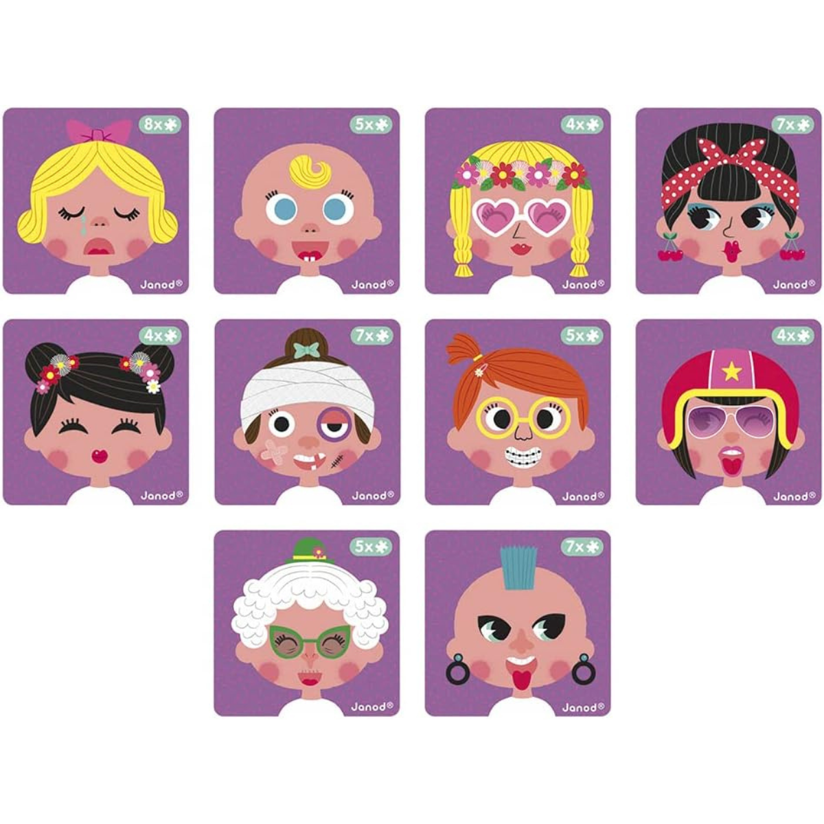 Magneti'book Crazy Faces Meninas 65 Peças – Janod - Imagem 6