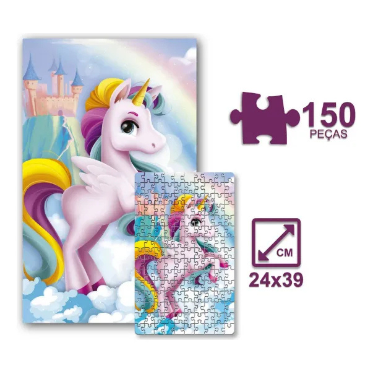 Quebra-Cabeça Rainbow Unicórnio 150 Peças – Pais & Filhos - Imagem 2