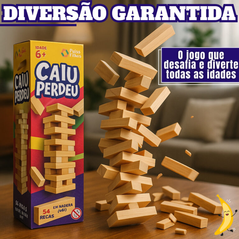 Jogo Caiu Perdeu Torre de Madeira 54 Peças – Equilíbrio | +6 Anos