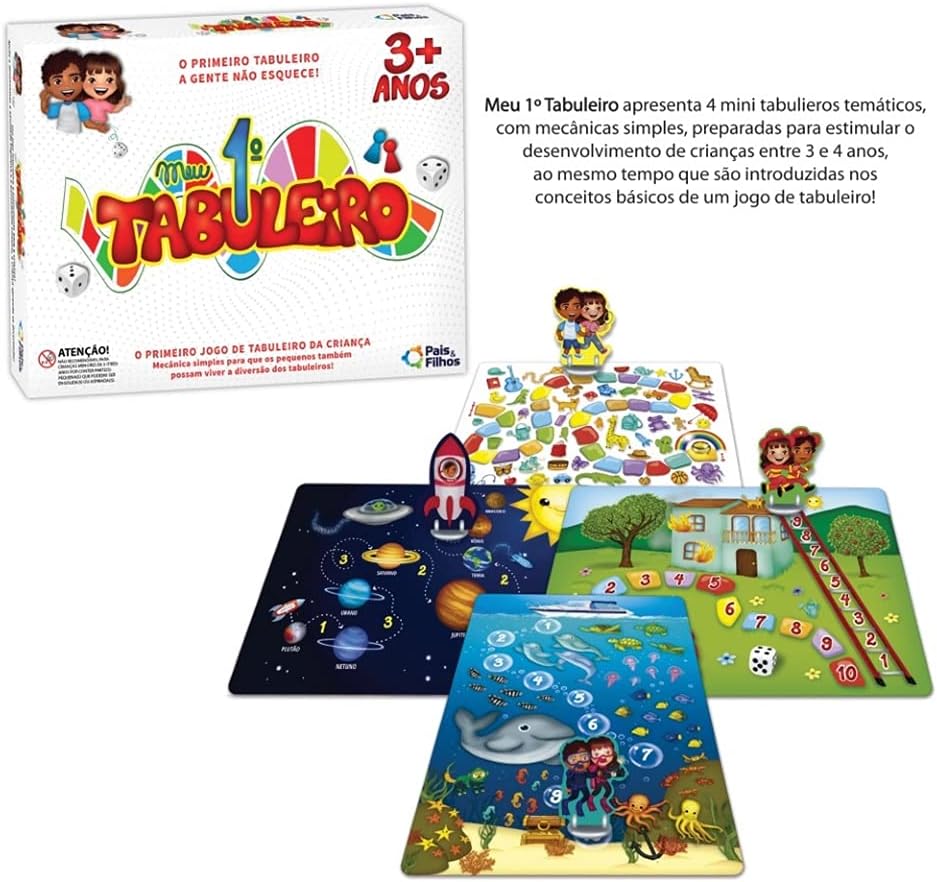 Meu Primeiro Tabuleiro Jogo Educativo 4 em 1 – Pais & Filhos - Imagem 2