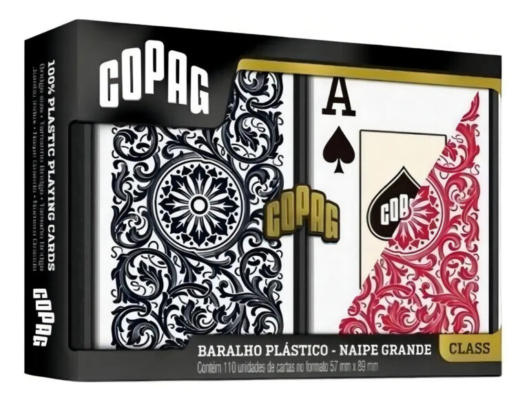 Baralho Duplo 100% Plástico Class 1546 – Copag | Preto e Vermelho