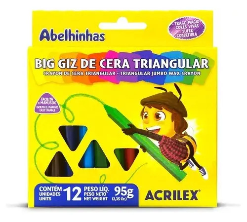 Giz de Cera Grosso Big Triangular Jumbo 12 Cores – Acrilex - Imagem 4