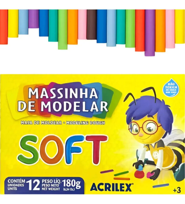 Massinha de Modelar Soft 12 Cores – Acrilex | Não Tóxica