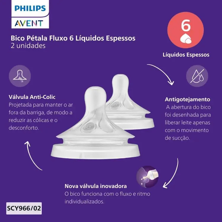 Bico Pétala 3.0 Fluxo 6 para Líquidos Espessos – Philips Avent | 2 Unidades - Imagem 4