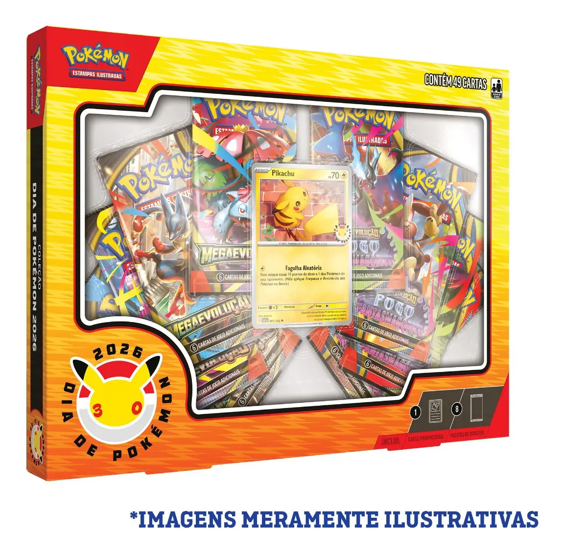 Box Coleção Dia de Pokémon 2026 – 30 Anos | 49 Cartas com Pikachu - Imagem 4