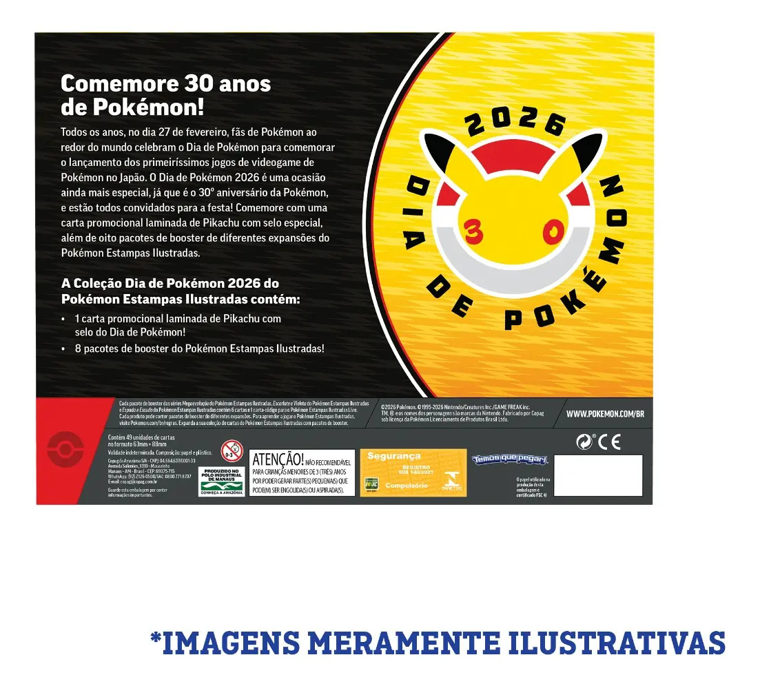 Box Coleção Dia de Pokémon 2026 – 30 Anos | 49 Cartas com Pikachu - Imagem 5