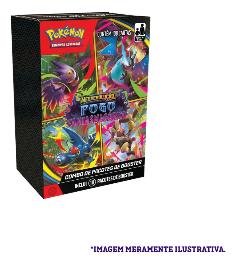 Box Pokémon Mega Fogo Fantasmagórico – Copag | Coleção ME02
