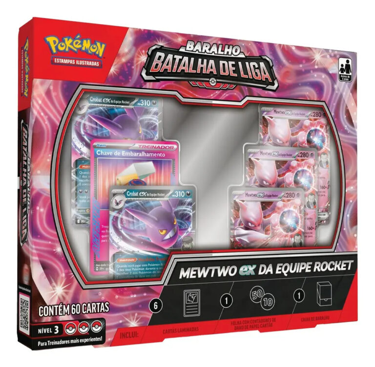 Baralho Batalha de Liga Pokémon Mewtwo EX Equipe Rocket 60 Cartas – Copag