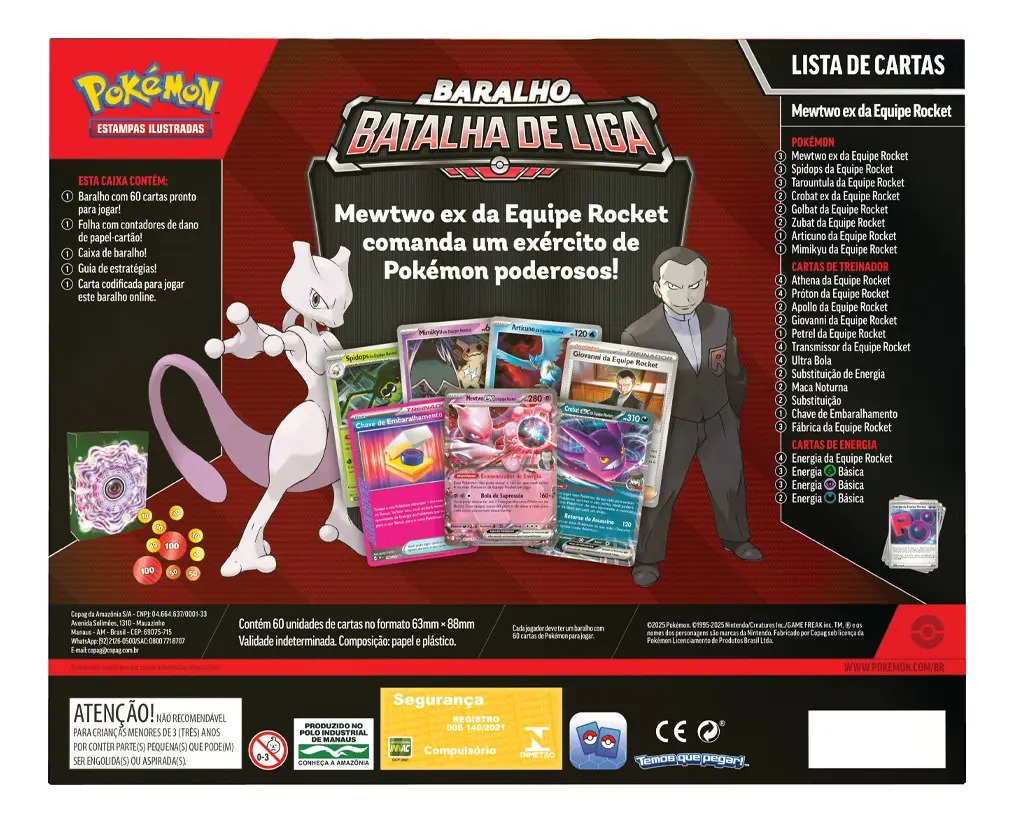 Baralho Batalha de Liga Pokémon Mewtwo EX Equipe Rocket 60 Cartas – Copag - Imagem 4