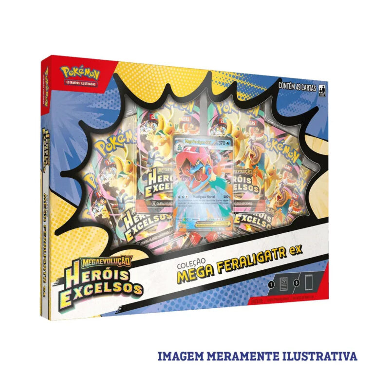 Box Pokémon Mega Feraligatr EX Heróis Excelsos – Copag