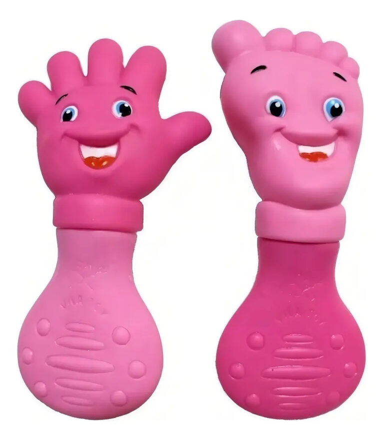 Kit Mordedor Mãozinha + Pezinho de Silicone – Vila Toys | Rosa