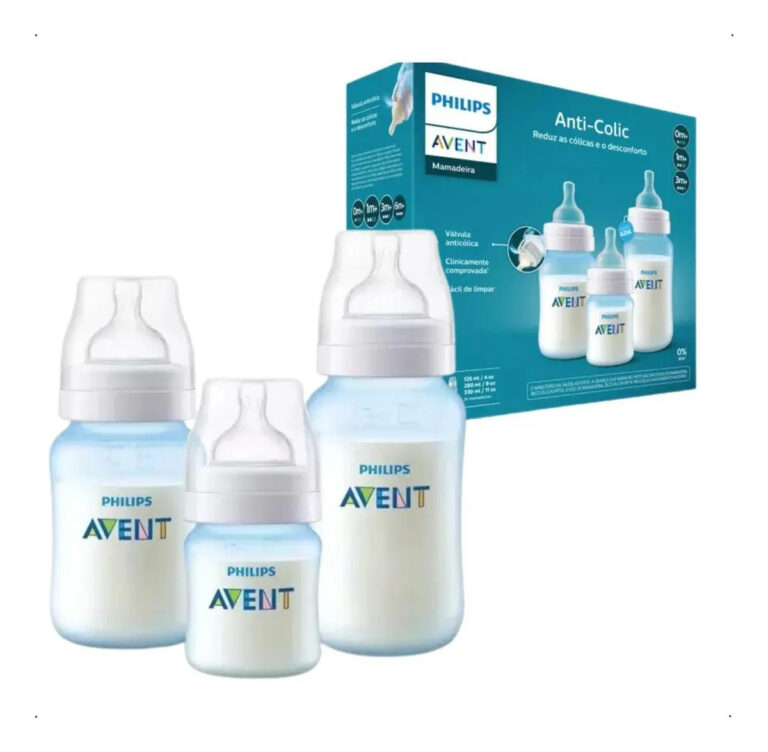 Kit Mamadeiras Anti-Colic 125ml + 260ml + 330ml – Philips Avent | Azul